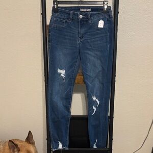 Refuge Women's Dark Blue Ripped Skinny Jeans